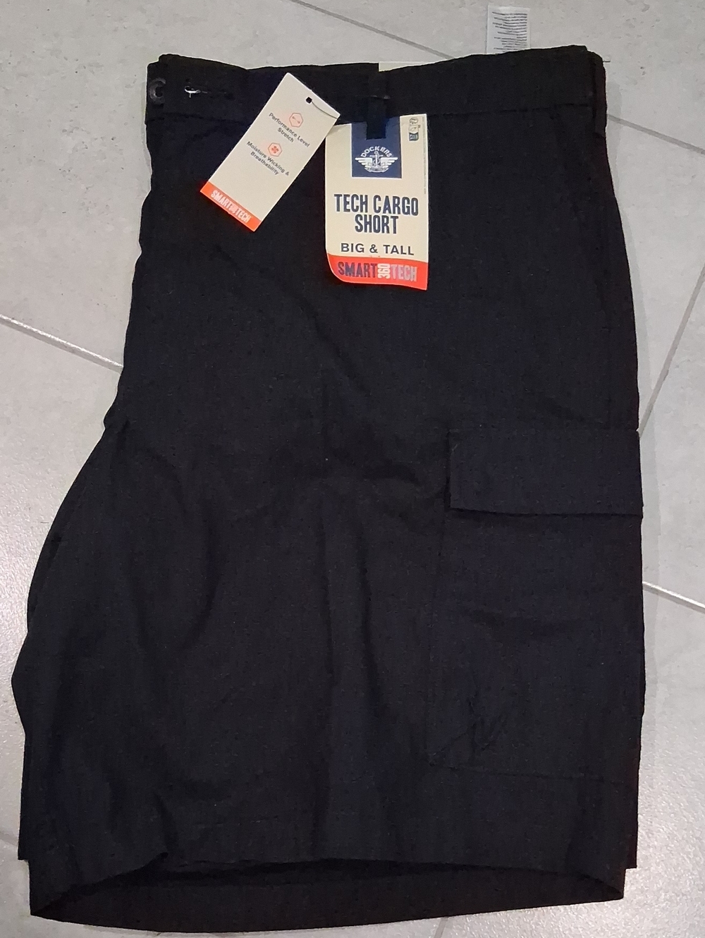 Dockers Tech Cargo Shorts - Big&Tall Black Size-48 NWT